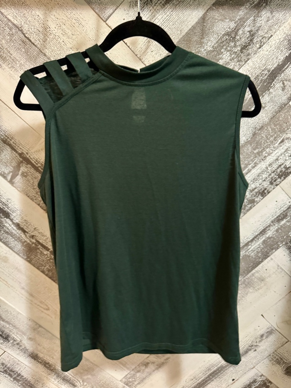 SHEIN Dark Green One-Shoulder Triple-Strap Tank